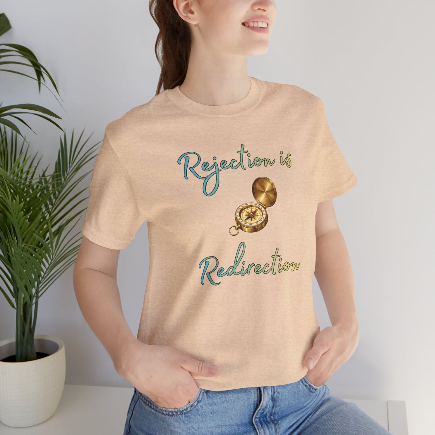 Rejection Is Redirection T-Shirt – Motivational Compass Quote Tee
