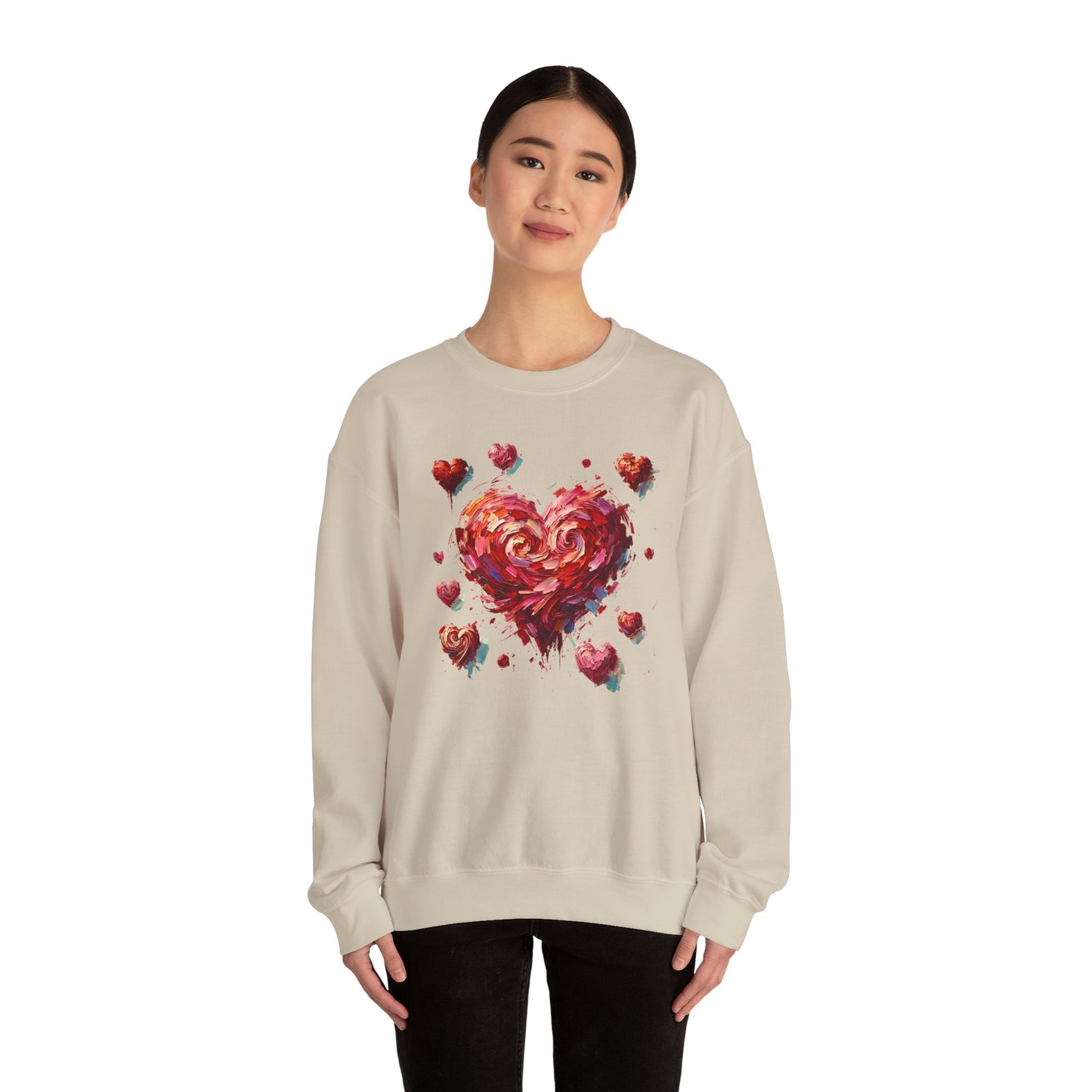 Impressionistic Heart Sweatshirt – Painterly Valentine's Day Art Pullover