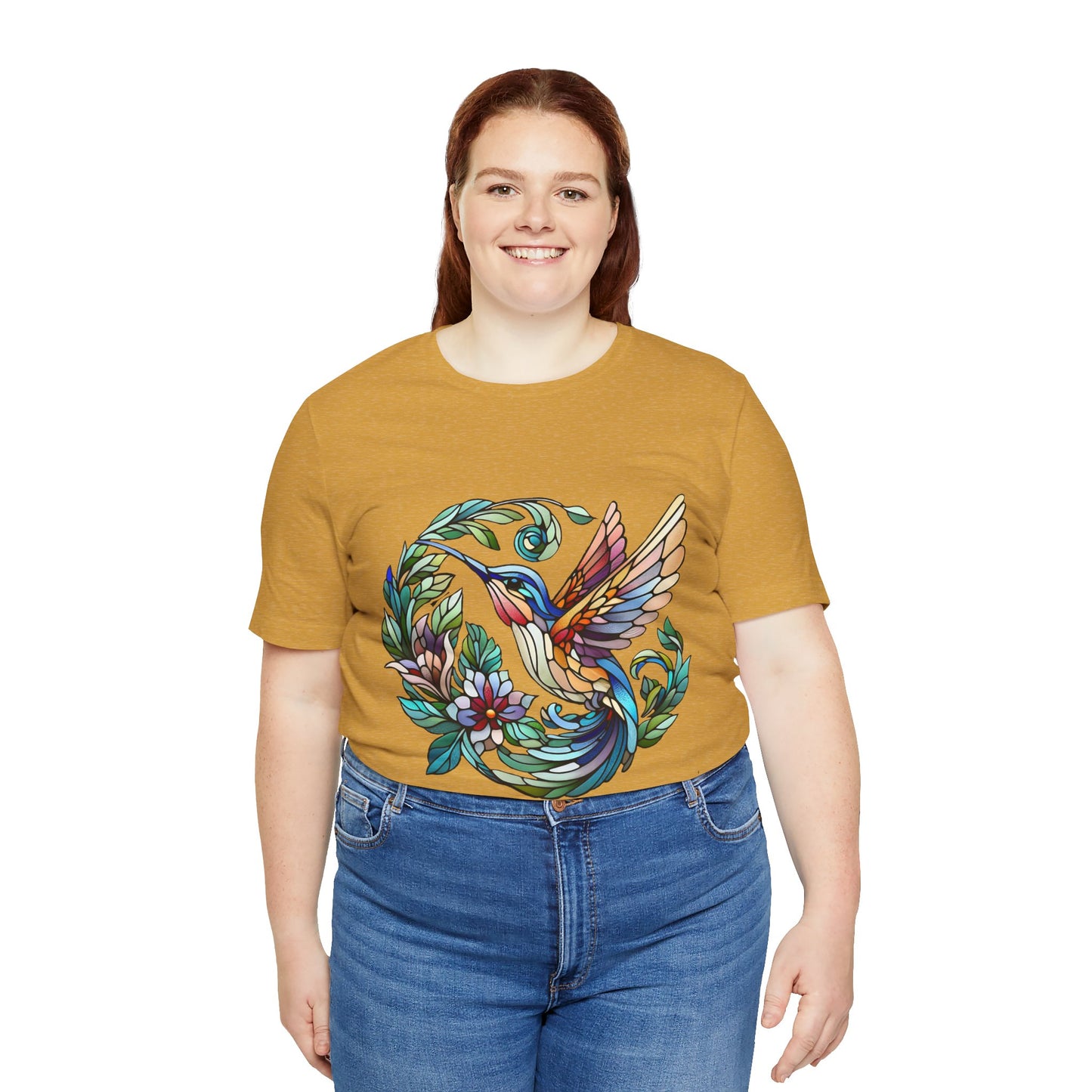 Stained Glass Hummingbird Tee – Vibrant Nature Shirt - WhimSpin - https://whimspin.com