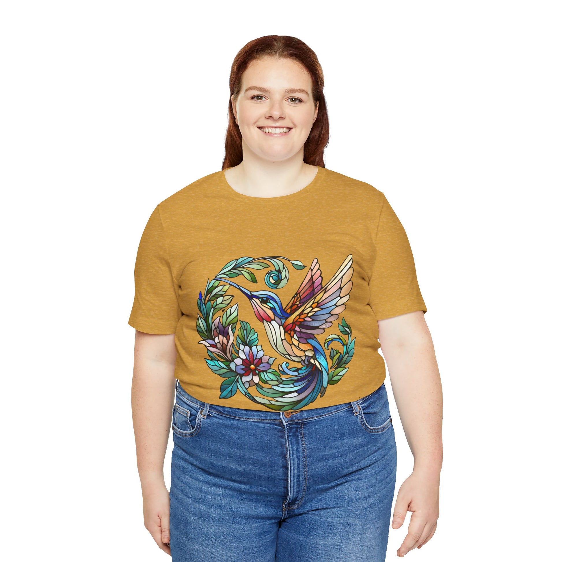 Stained Glass Hummingbird Tee – Vibrant Nature Shirt - WhimSpin - https://whimspin.com