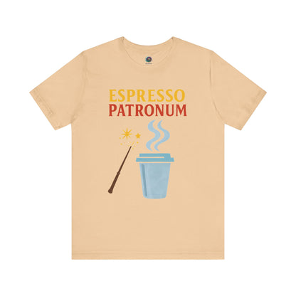 Espresso Patronum T-Shirt – Funny Coffee & Wizard Parody Tee