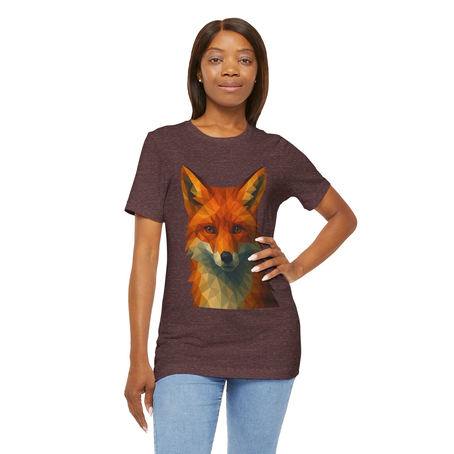 Geometric Fox T-Shirt – Polygon Animal Tee with Nature Vibes - WhimSpin - https://whimspin.com