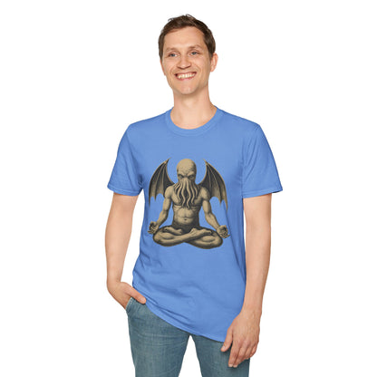Meditating Cthulhu T-Shirt – Unisex Mythos Tee for Sci-Fi & Festival Fans - WhimSpin - https://whimspin.com