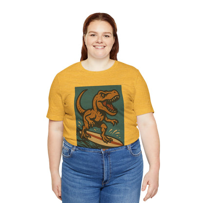 Surfing T-Rex T-Shirt – Funny Dinosaur Surfing Graphic Tee