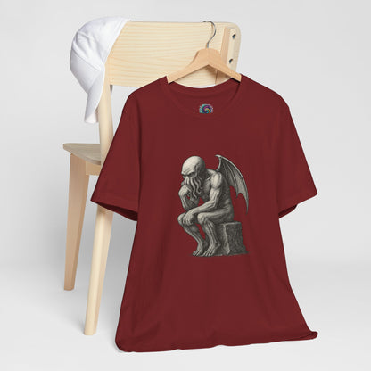 Cthulhu The Thinker Tee – Lovecraftian Parody Shirt