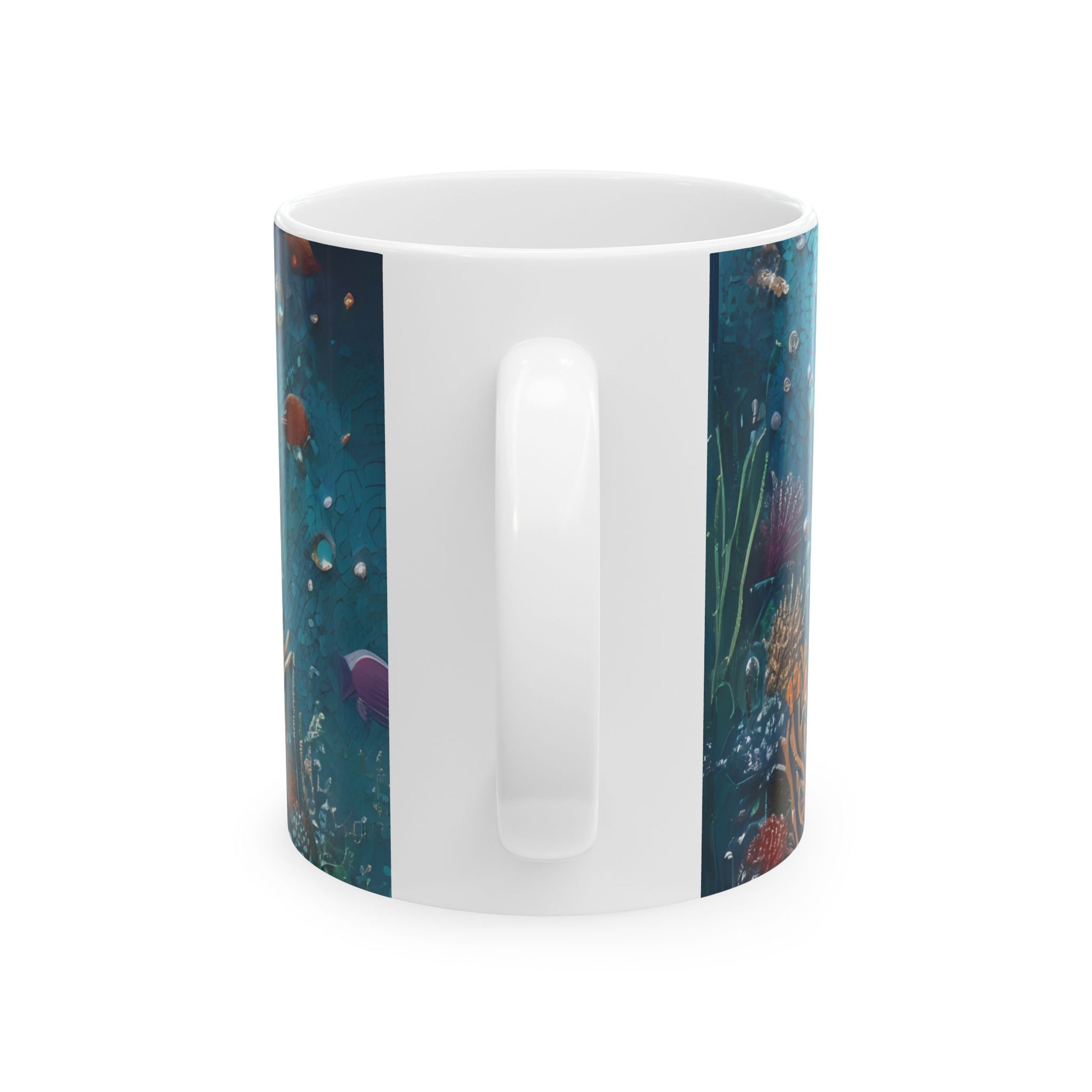 Ocean Mosaic Turtle Mug – Artistic Sea Life Coffee Cup - WhimSpin - https://whimspin.com