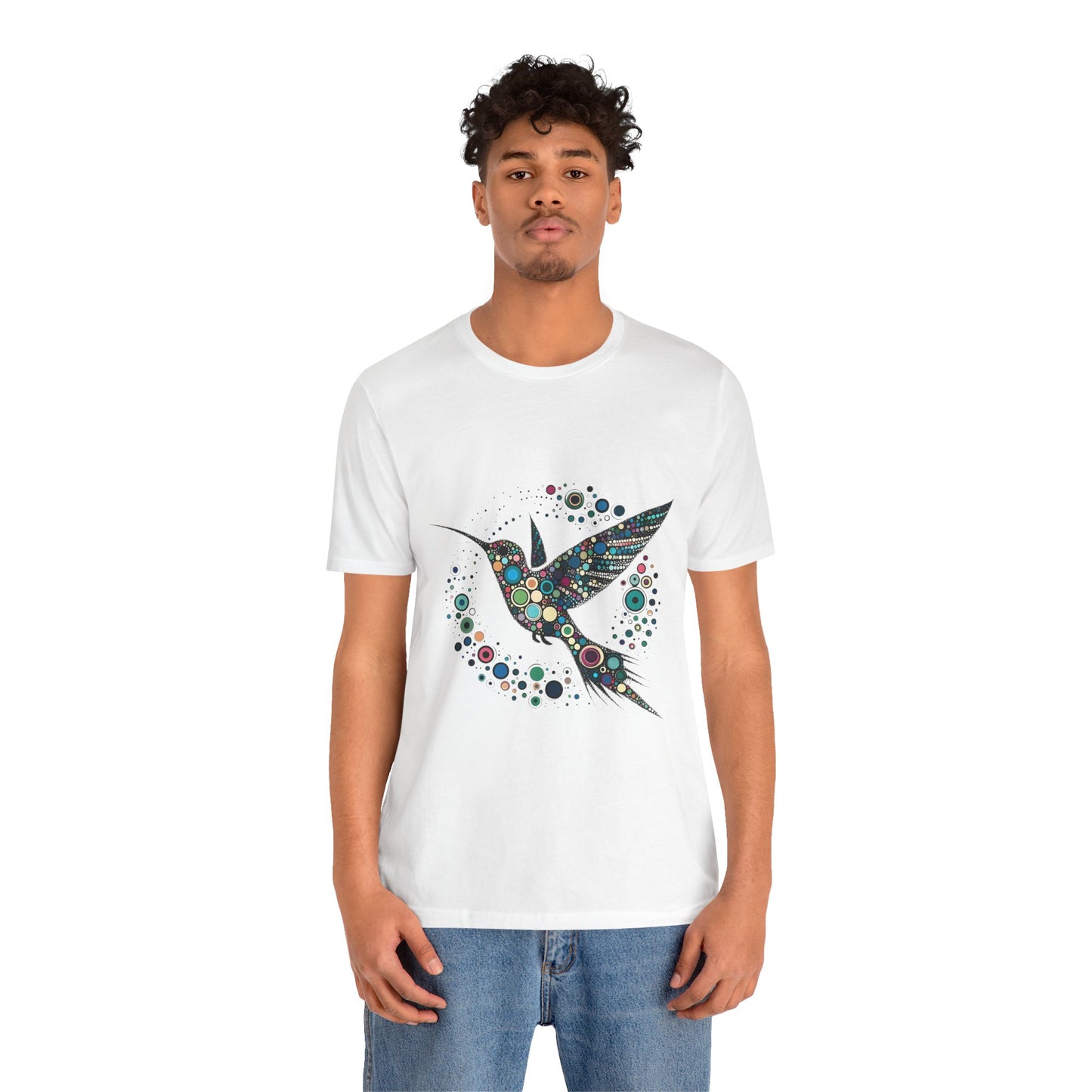 Hummingbird Dot Art T-Shirt – Colorful Nature-Inspired Graphic Tee
