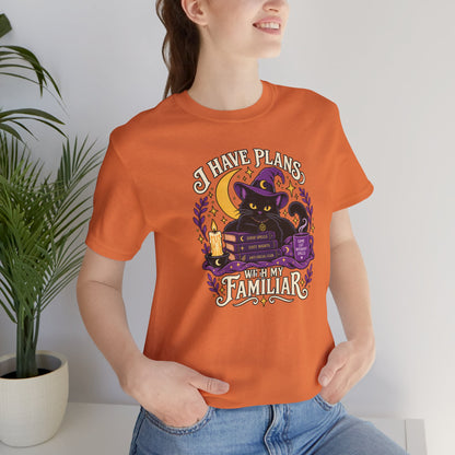 I Have Plans With My Familiar T-Shirt - Funny Witchy Introvert Cat Tee
