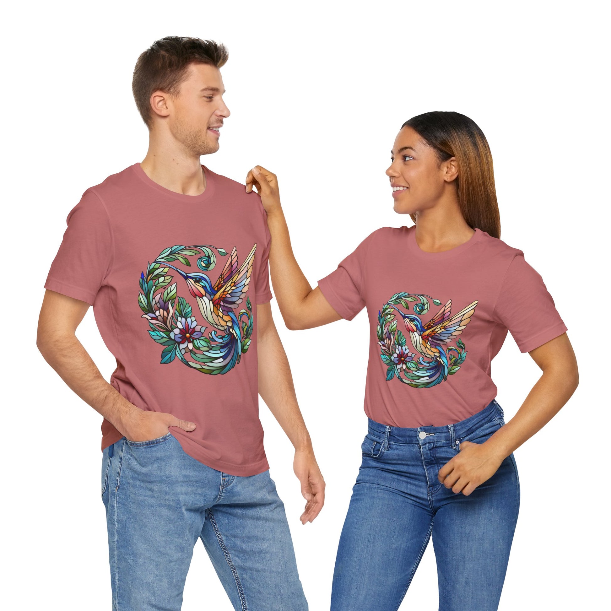 Stained Glass Hummingbird Tee – Vibrant Nature Shirt - WhimSpin - https://whimspin.com