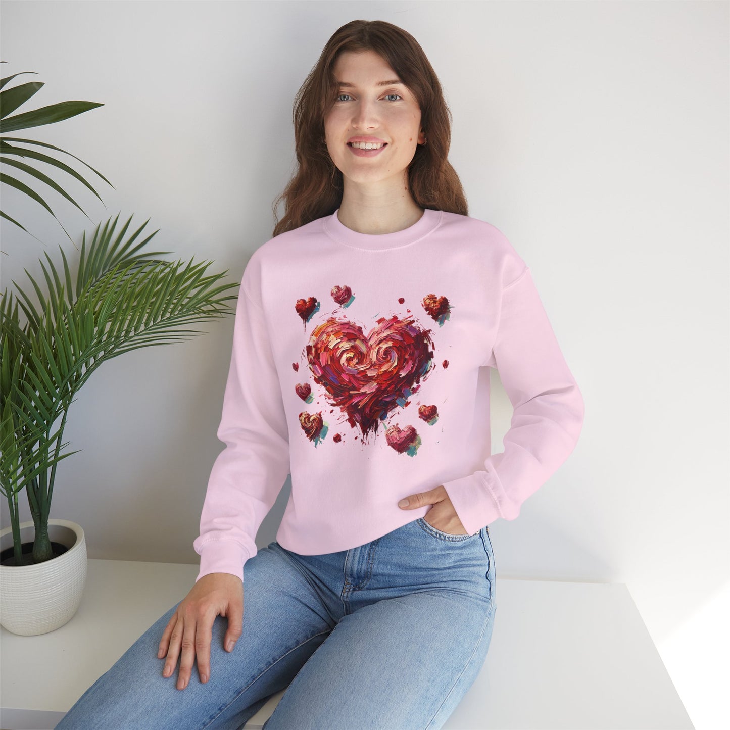 Impressionistic Heart Sweatshirt – Painterly Valentine's Day Art Pullover