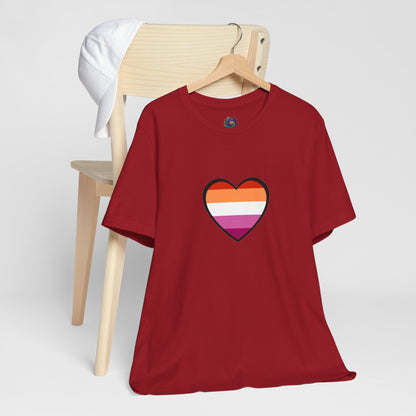 Lesbian Pride Flag Heart T-Shirt – Bold LGBTQ+ Graphic Tee - WhimSpin - https://whimspin.com