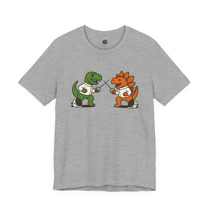 Dinosaur Fencing T-Shirt – T-Rex vs Stegosaurus Tee