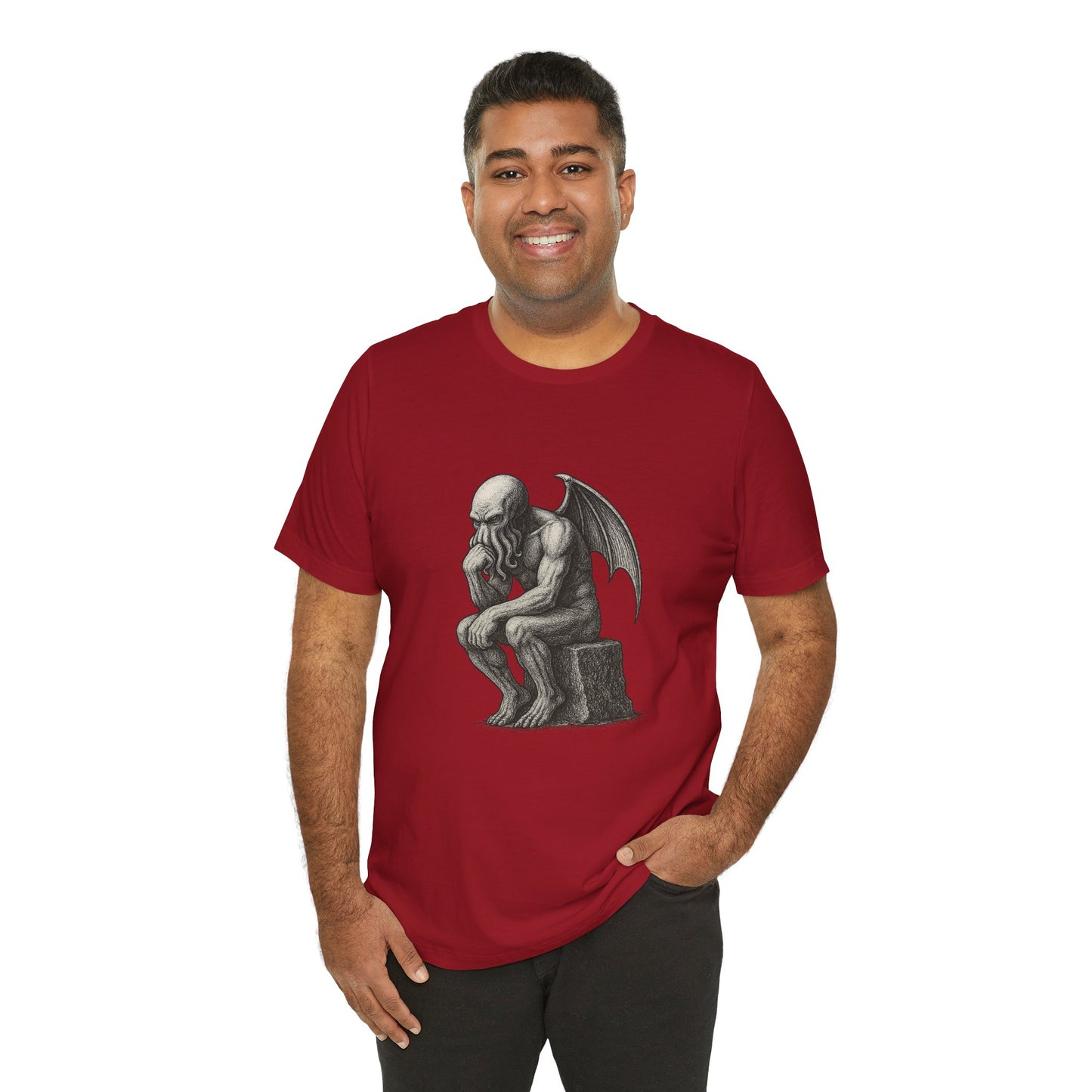 Cthulhu The Thinker Tee – Lovecraftian Parody Shirt