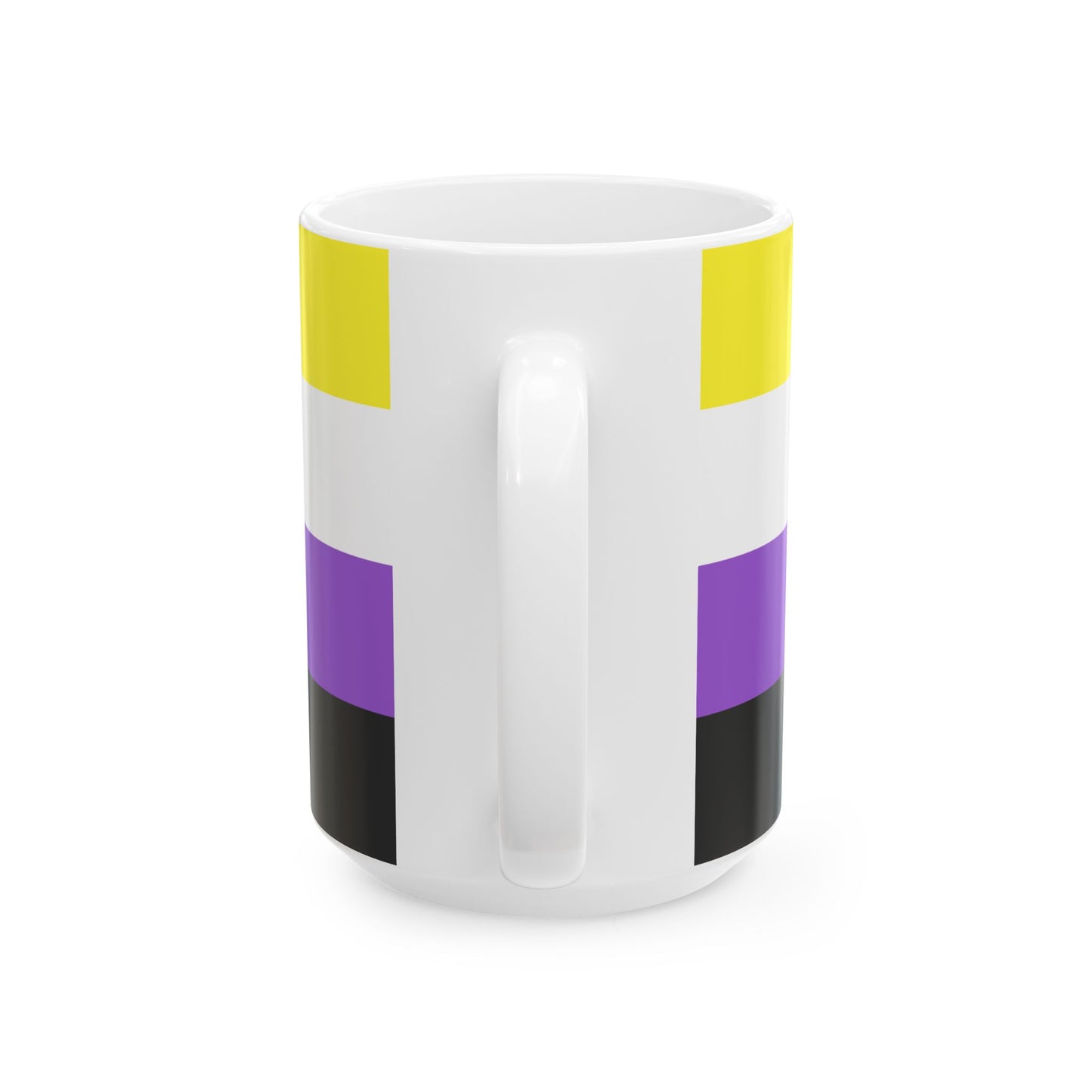 Nonbinary Pride Flag Cup – Yellow, White, Purple & Black LGBTQ+ Ceramic Mug