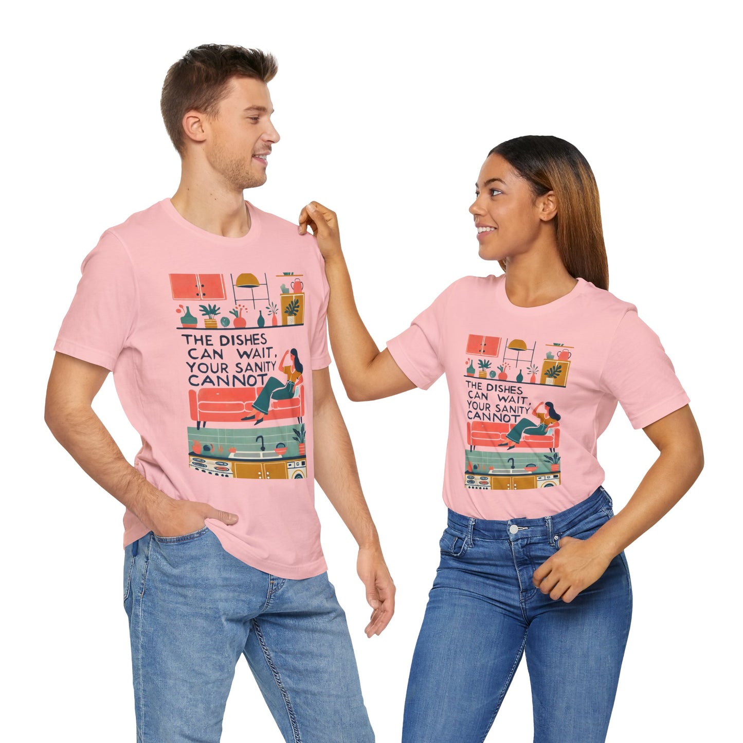 The Dishes Can Wait Graphic Tee – Funny Self-Care Comfort Shirt