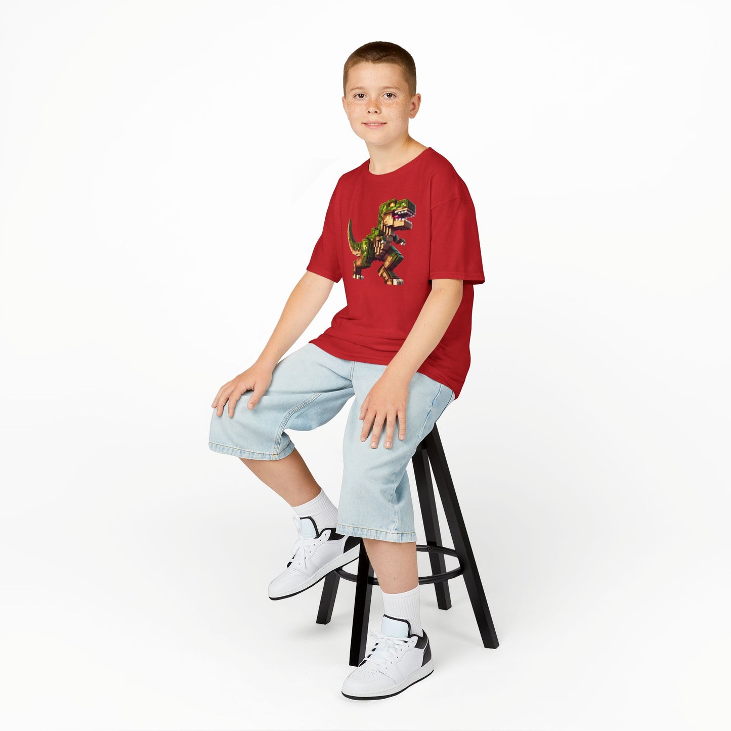 Pixel Dinosaur Kids T-Shirt – Retro Pixel T-Rex Gamer Tee