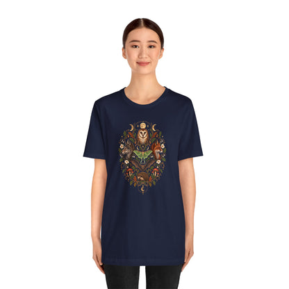 Nocturnal Woodland Animals T-Shirt – Moonlit Nature Tee