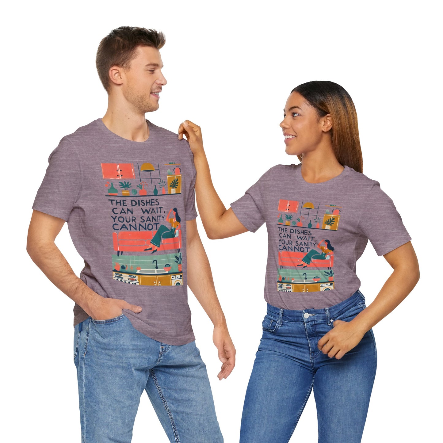 The Dishes Can Wait Graphic Tee – Funny Self-Care Comfort Shirt - WhimSpin - https://whimspin.com