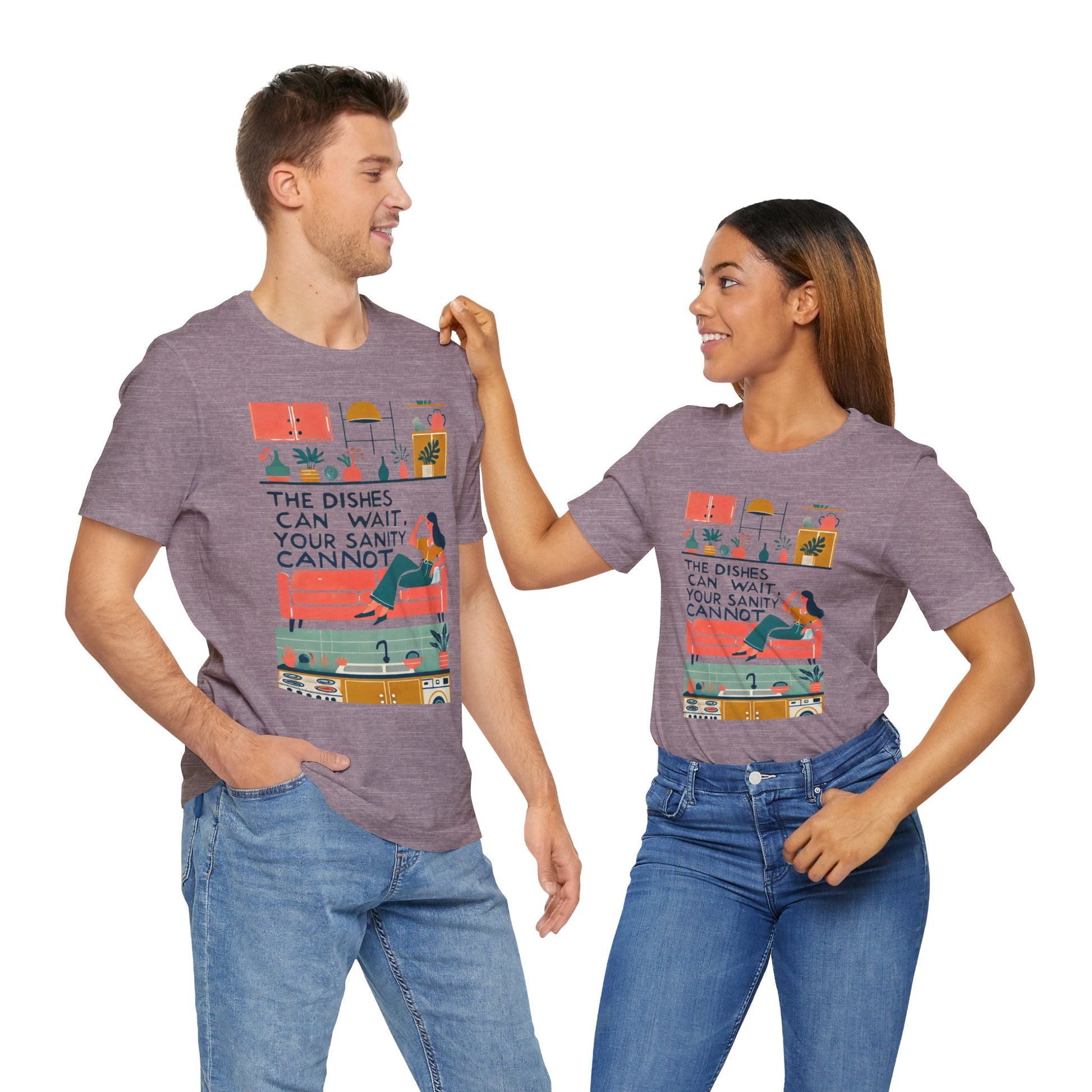 The Dishes Can Wait Graphic Tee – Funny Self-Care Comfort Shirt - WhimSpin - https://whimspin.com