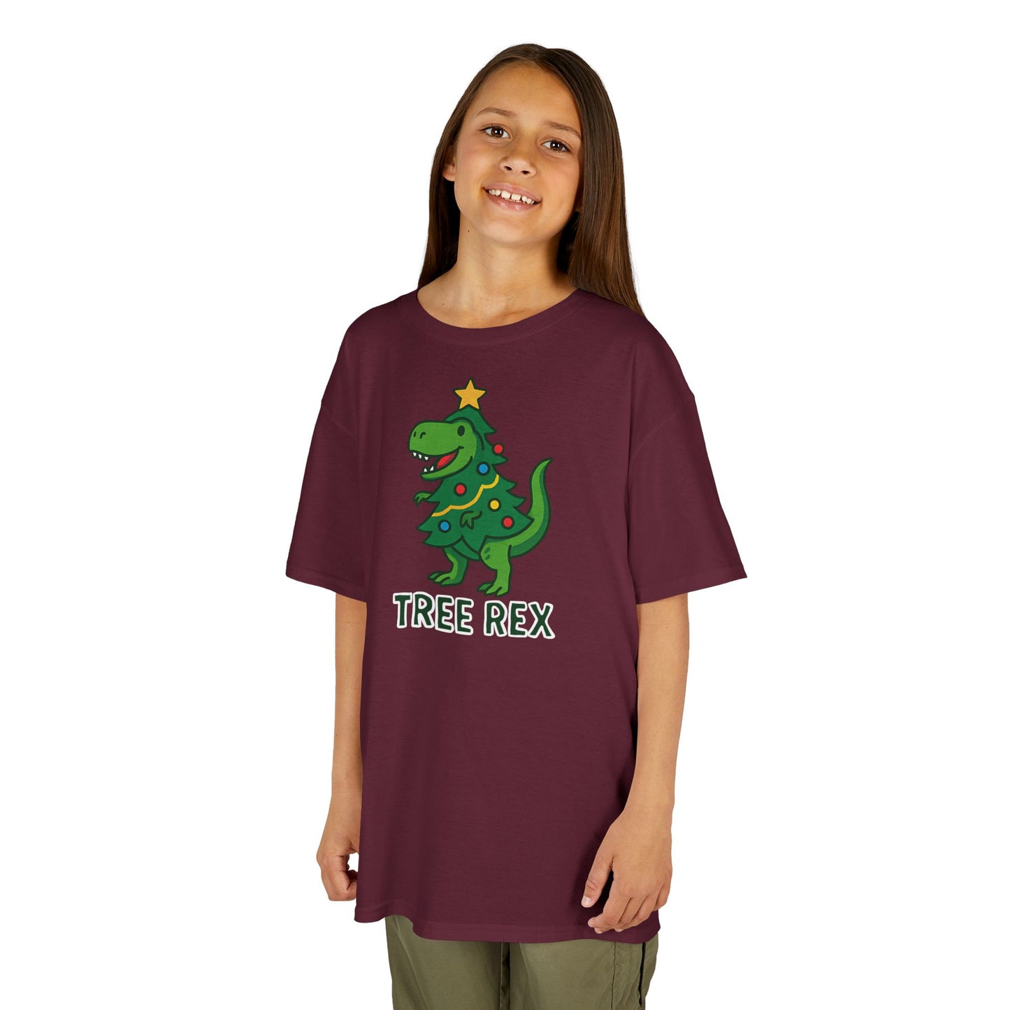 Tree Rex Kids’ Christmas T-Shirt – Cute Dino Holiday Tee