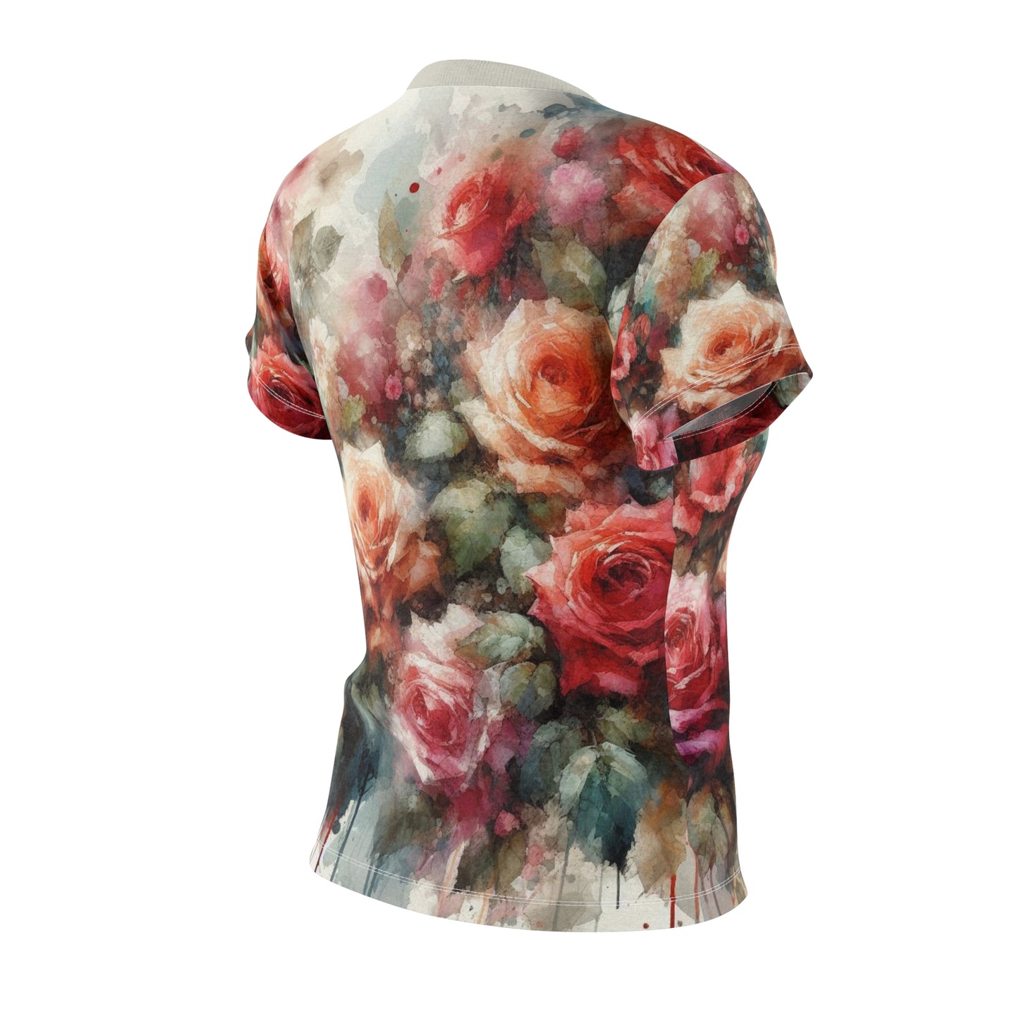 Watercolor Rose Garden T-Shirt – All-Over Floral Art Tee