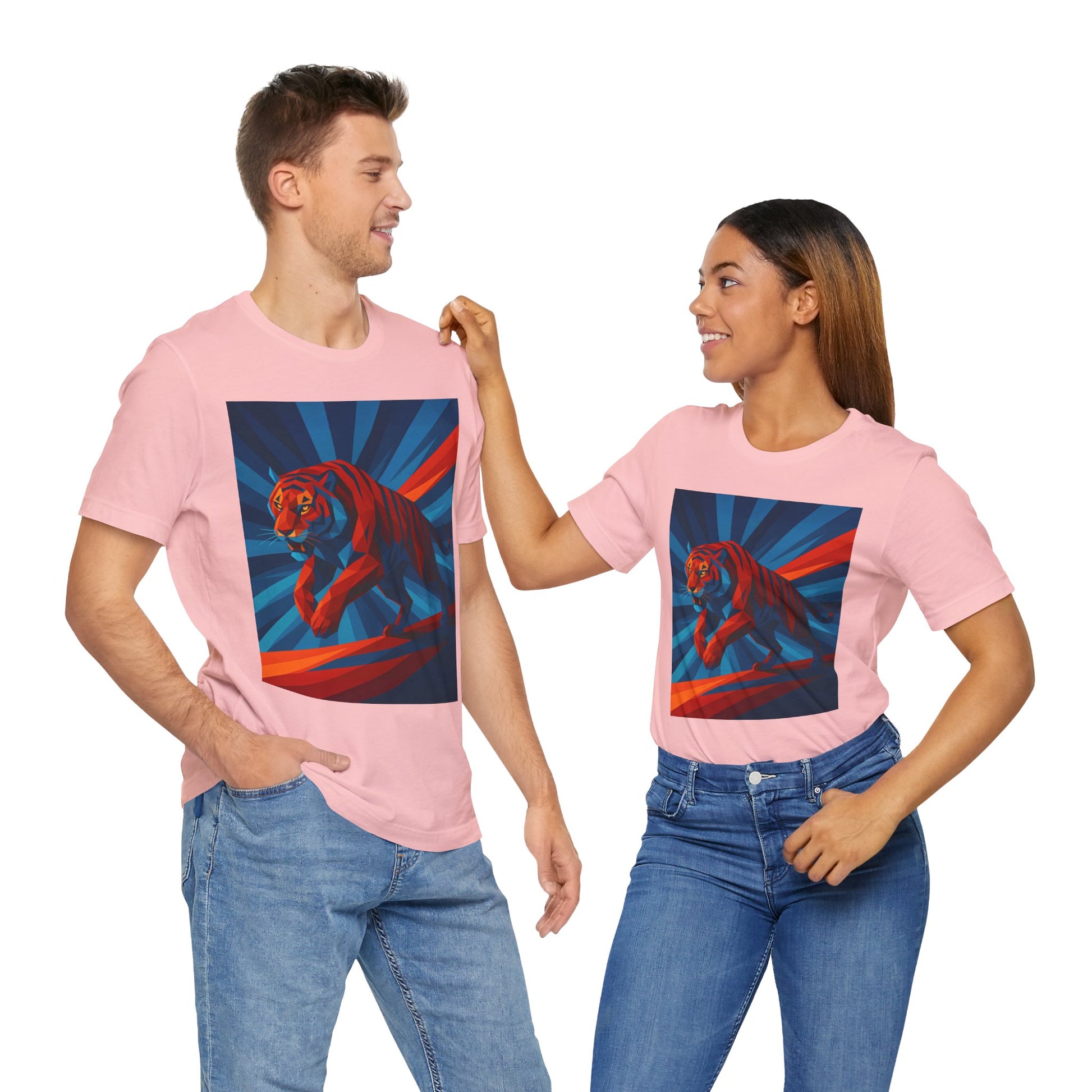 Geometric Tiger T-Shirt – Bold Jungle Animal Tee in Abstract Style - WhimSpin - https://whimspin.com