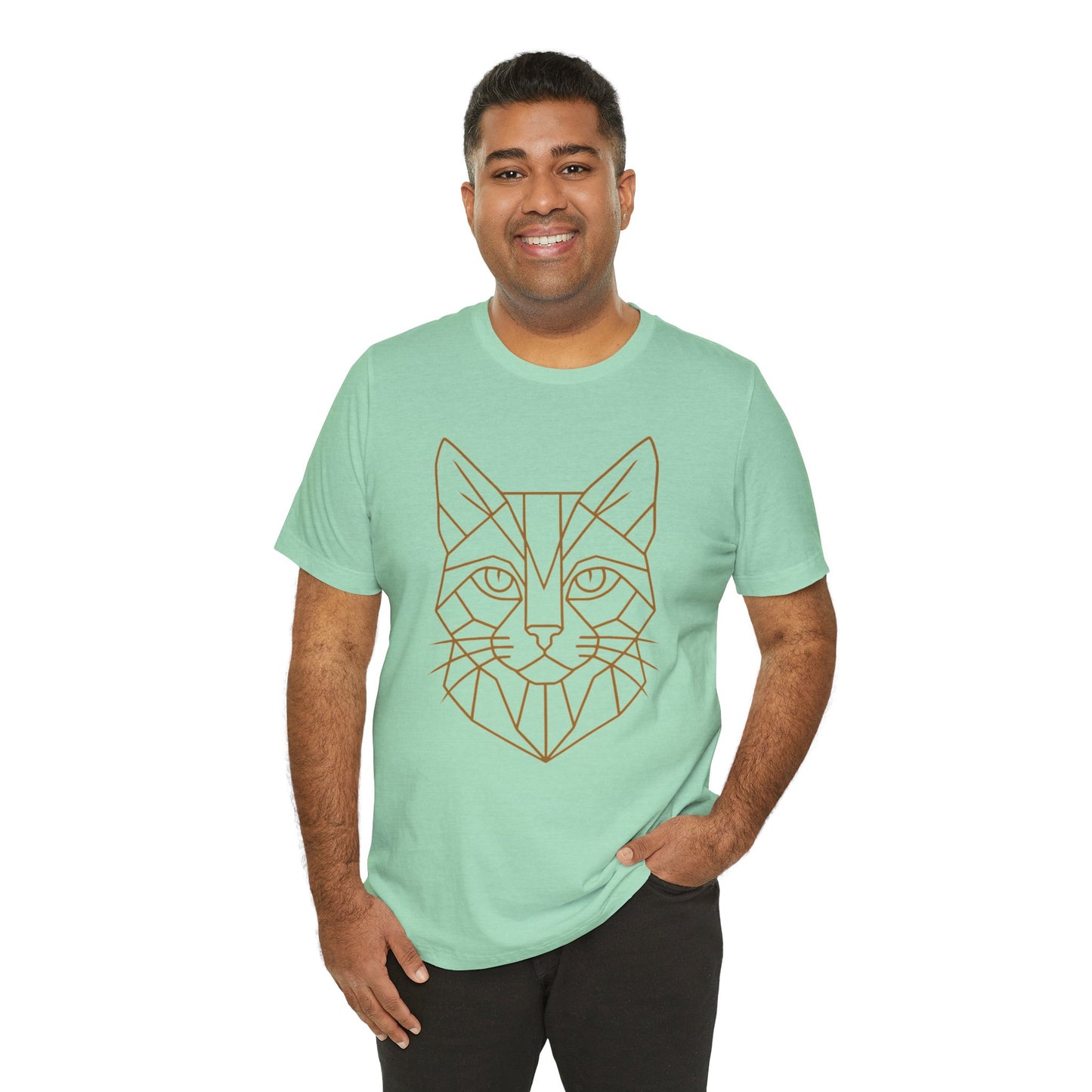 Geometric Cat T-Shirt – Minimalist Line Art Tee