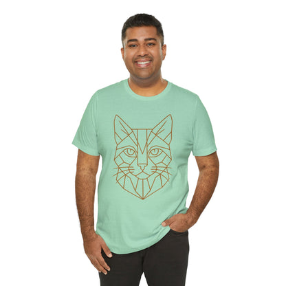 Geometric Cat T-Shirt – Minimalist Line Art Tee