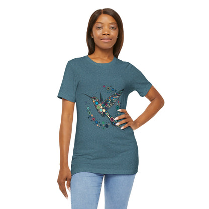 Hummingbird Dot Art T-Shirt – Colorful Nature-Inspired Graphic Tee