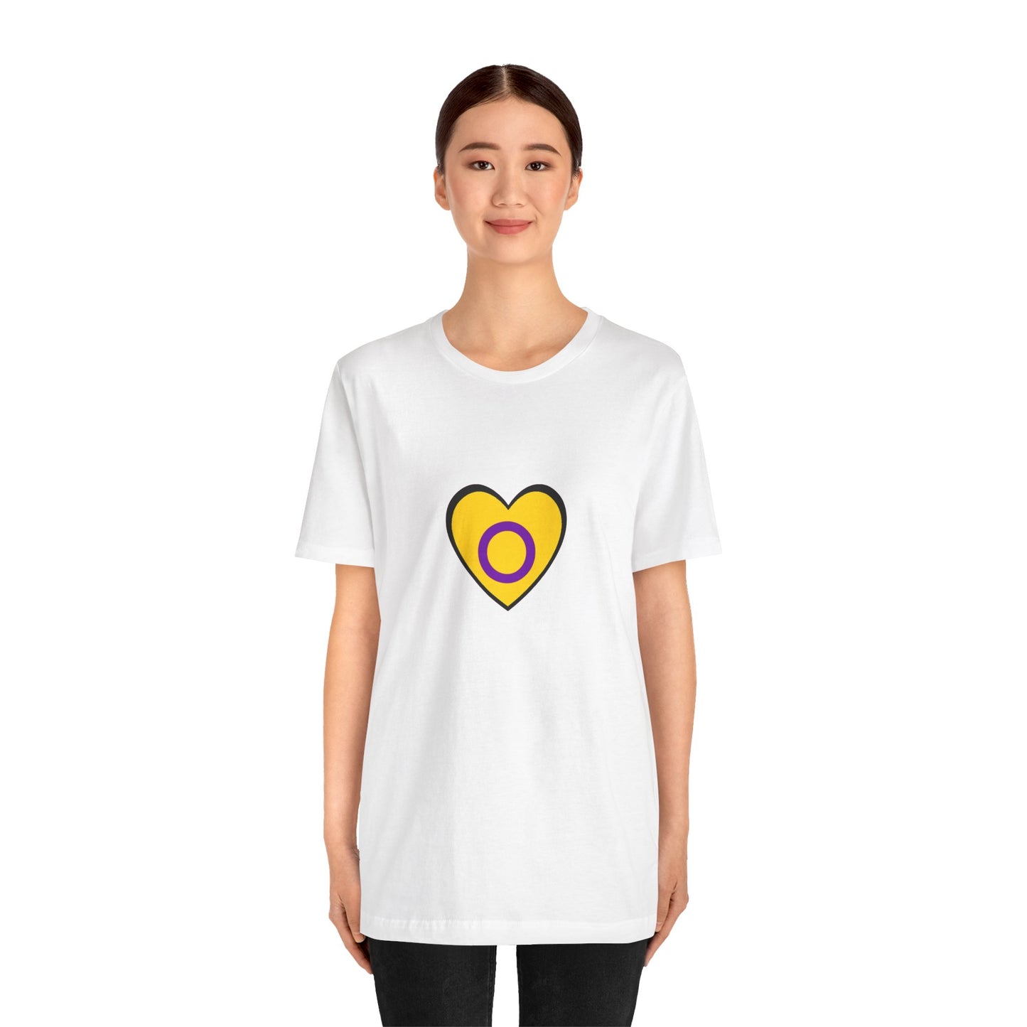 Intersex Pride Flag Heart T-Shirt – Minimalist LGBTQ+ Support Tee