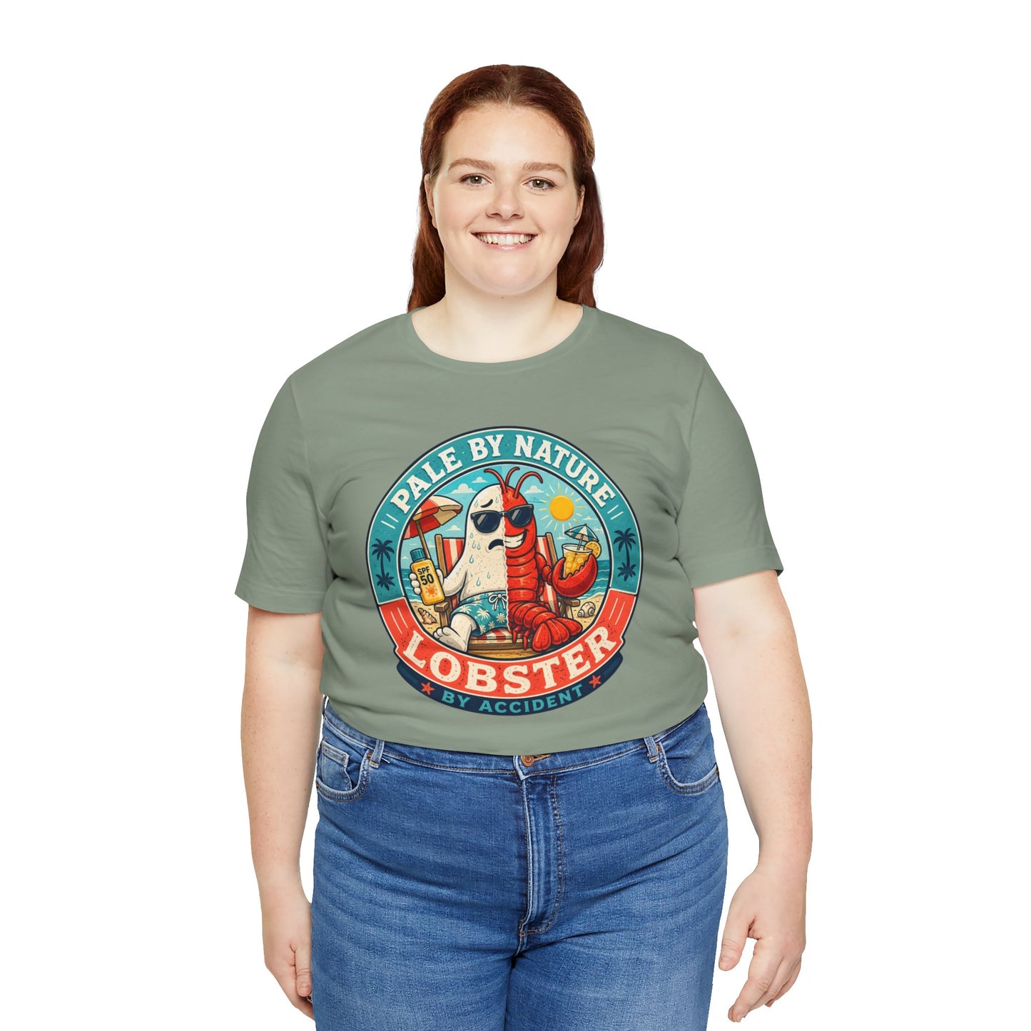 Pale by Nature Lobster by Accident T-Shirt – Funny Sunburn Summer Graphic Tee