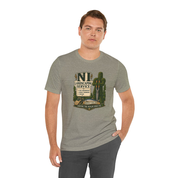 Heather grey crew-neck T-shirt with front graphic print and short sleeves on a male model