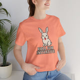 Peach crewneck T-shirt with bunny and 