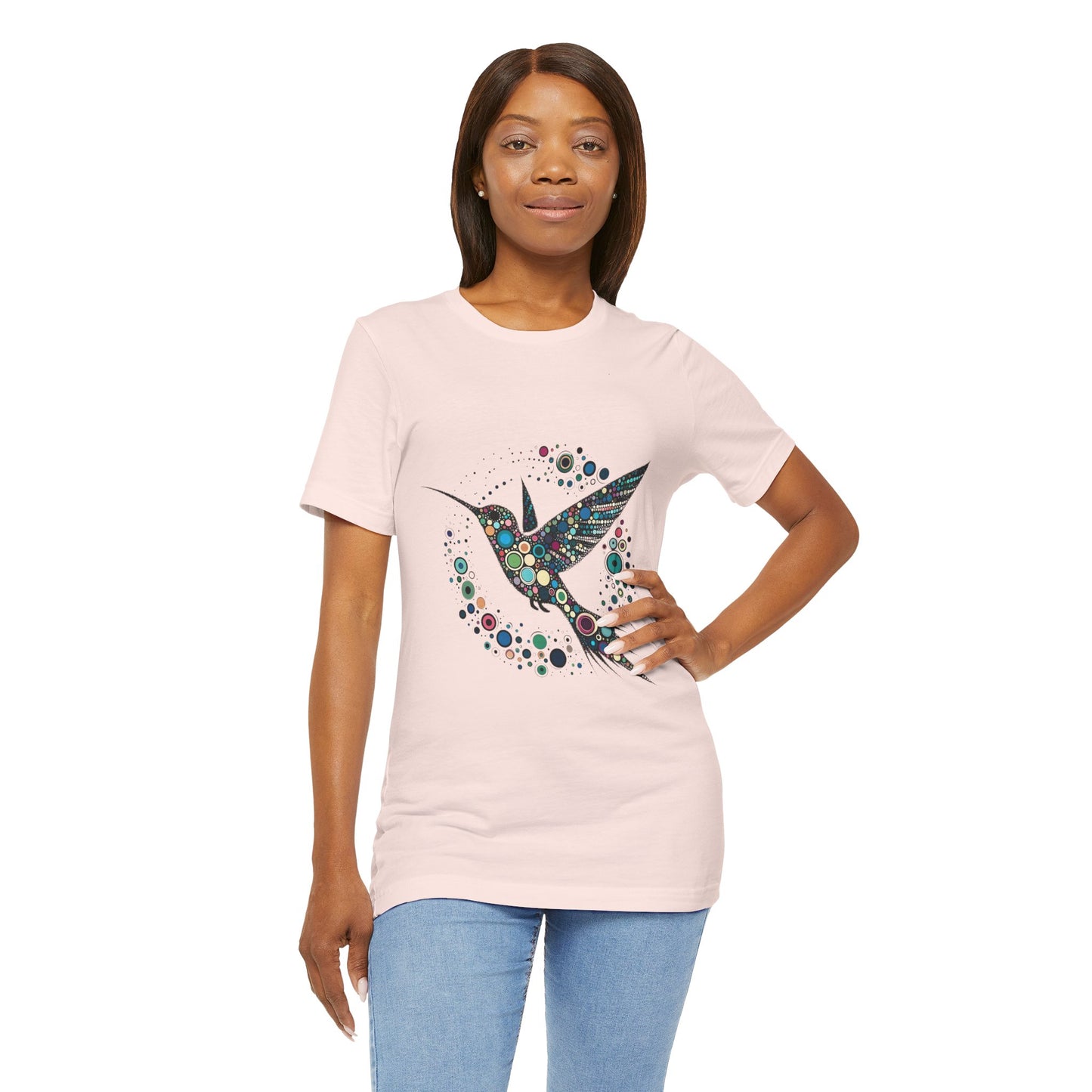 Hummingbird Dot Art T-Shirt – Colorful Nature-Inspired Graphic Tee