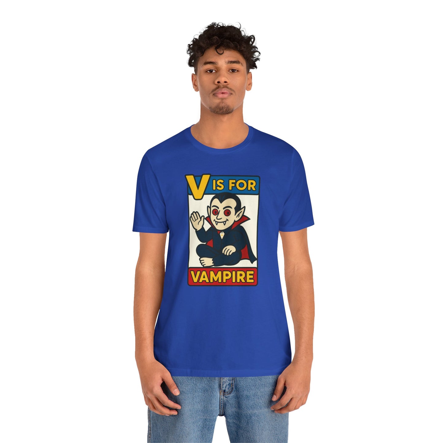 V is for Vampire T-Shirt – Funny Halloween Legend Alphabet Tee