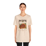 Soft cream pecan pie graphic T-shirt with vintage chest illustration, crew neck short sleeves