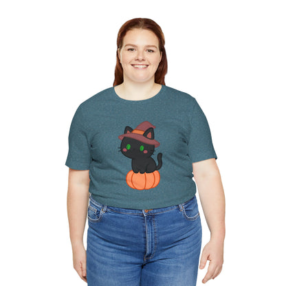 Halloween Cat Shirt – Cute Cat on a Pumpkin Graphic Tee