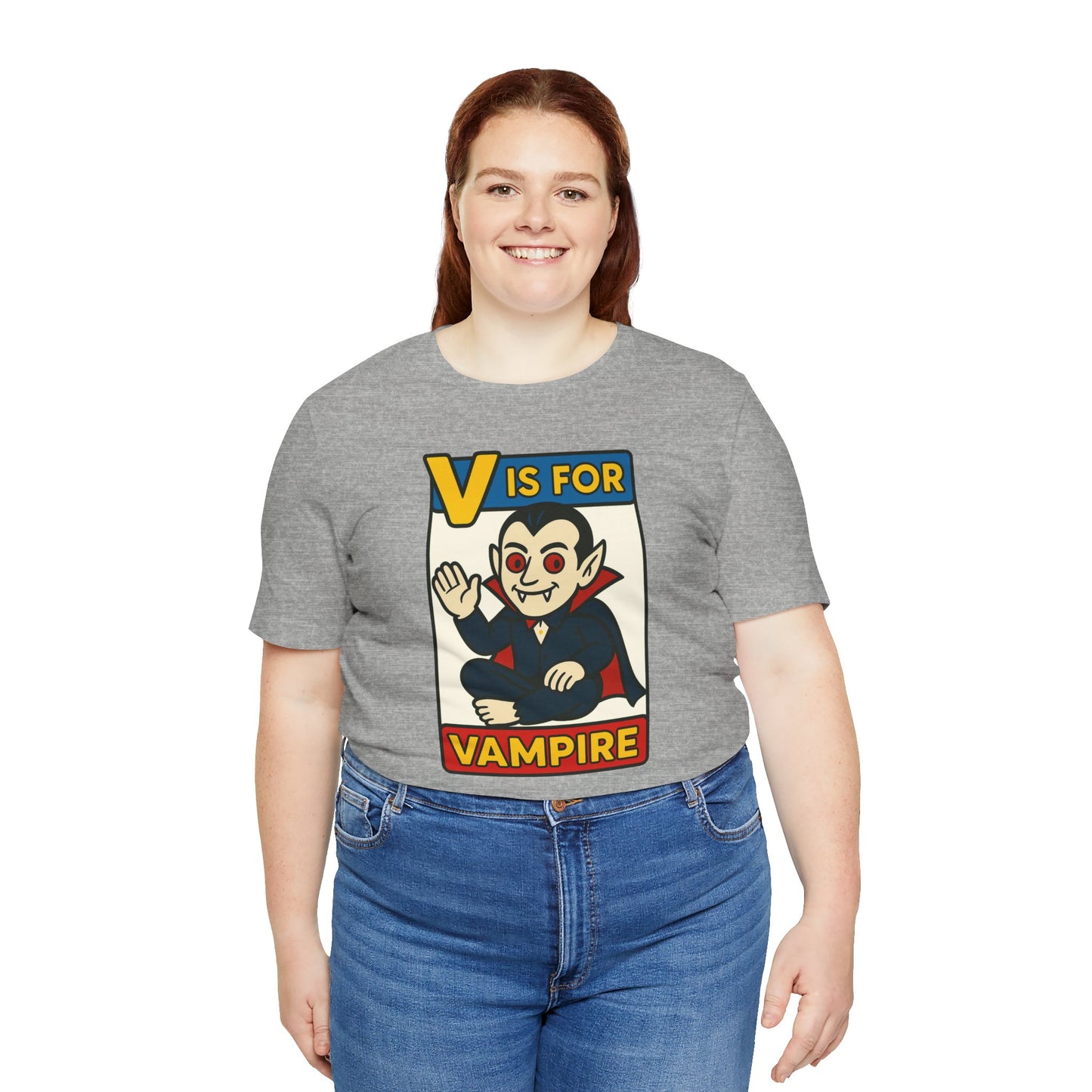 V is for Vampire T-Shirt – Funny Halloween Legend Alphabet Tee