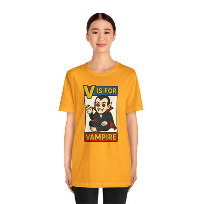 V is for Vampire T-Shirt – Funny Halloween Legend Alphabet Tee