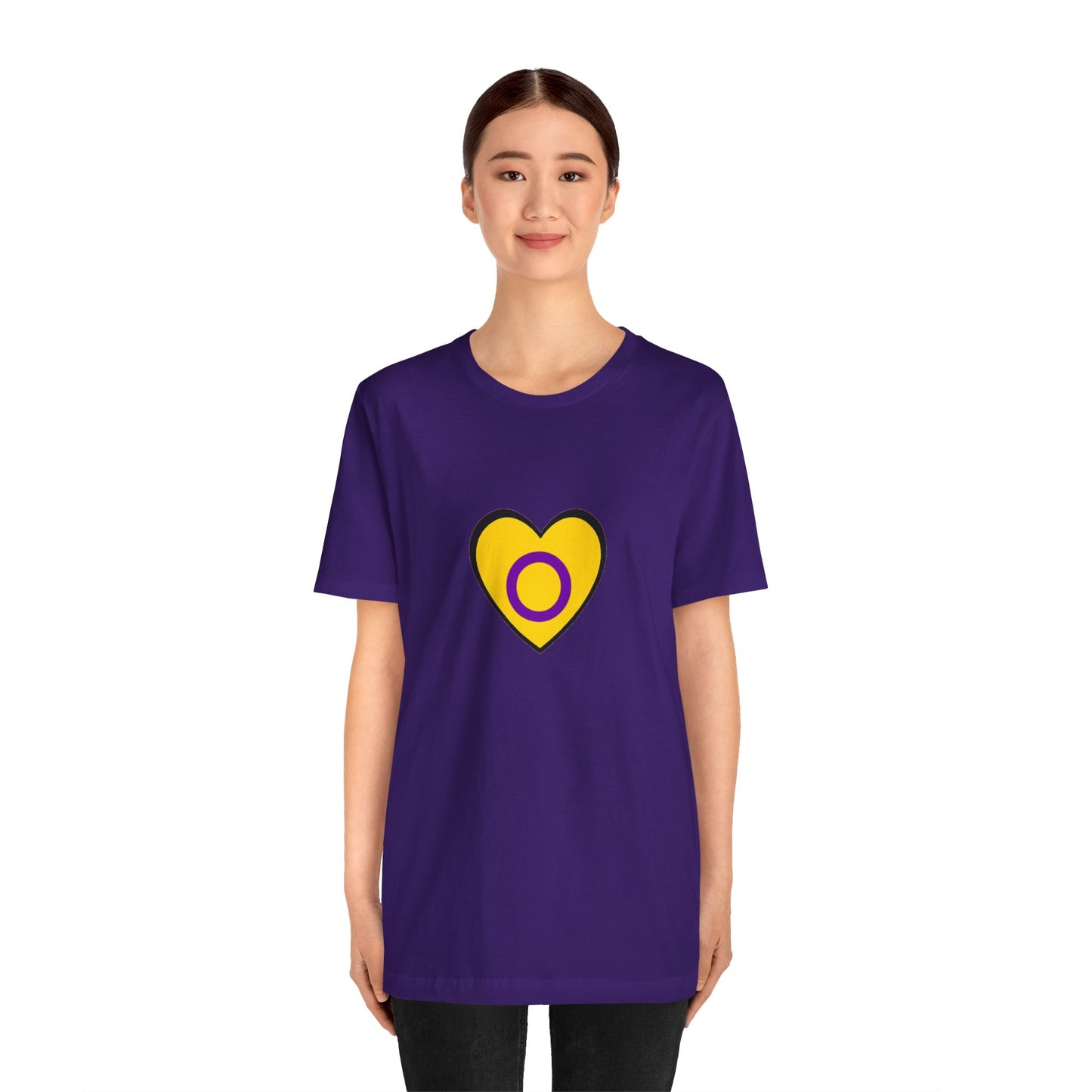 Intersex Pride Flag Heart T-Shirt – Minimalist LGBTQ+ Support Tee