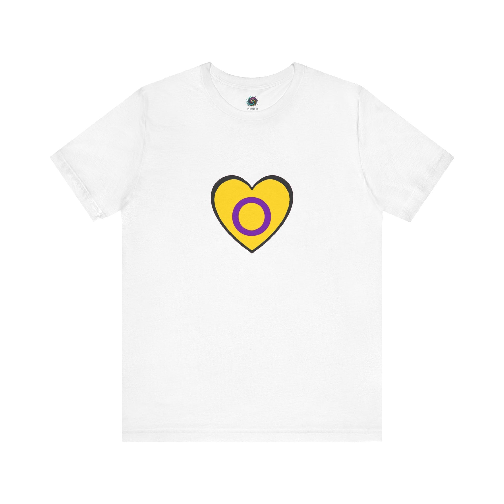 Intersex Pride Flag Heart T-Shirt – Minimalist LGBTQ+ Support Tee - WhimSpin - https://whimspin.com