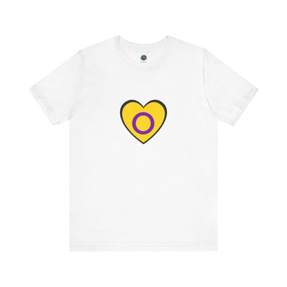 Intersex Pride Flag Heart T-Shirt – Minimalist LGBTQ+ Support Tee - WhimSpin - https://whimspin.com