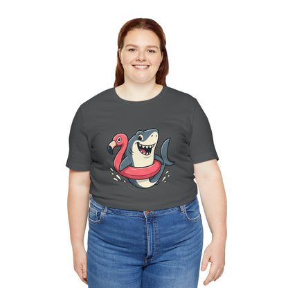 Shark & Flamingo Floatie T-Shirt – Funny Beach & Pool Day Tee