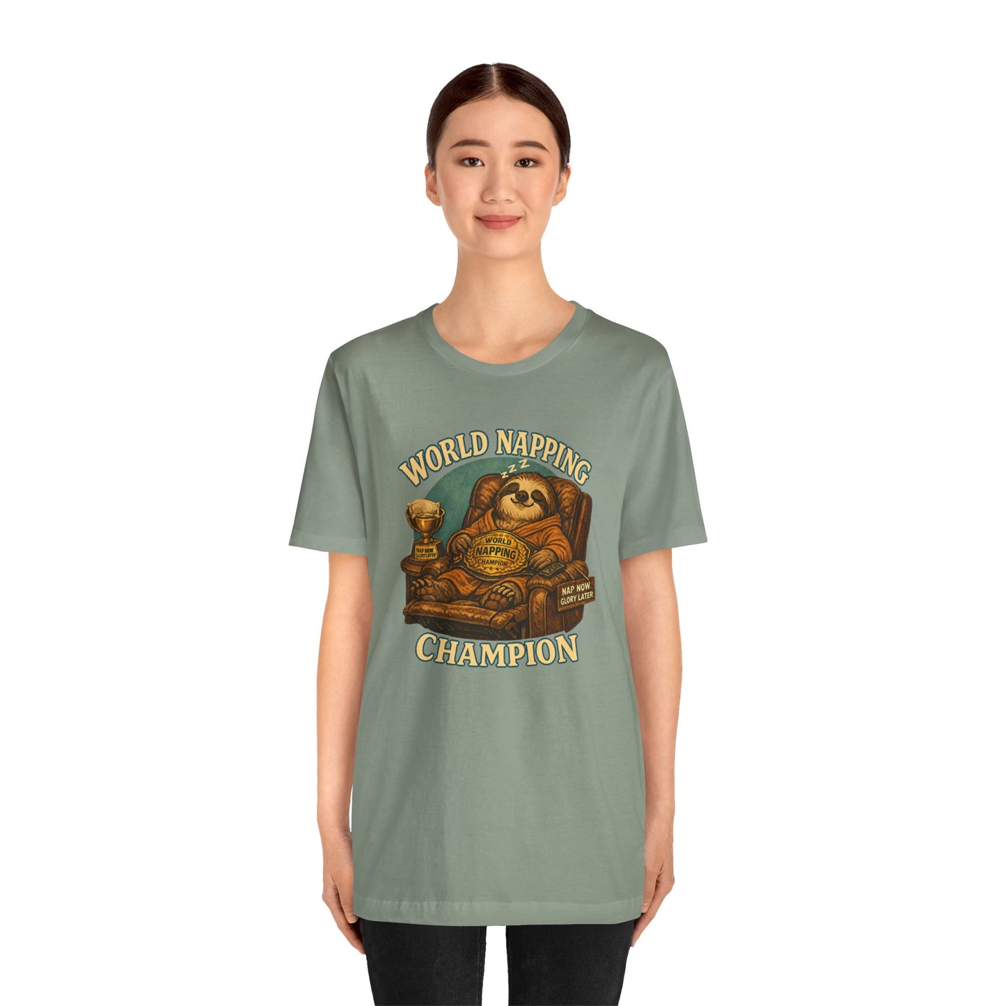 World Napping Champion T-Shirt – Funny Sloth Nap Tee