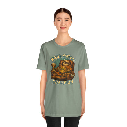 World Napping Champion T-Shirt – Funny Sloth Nap Tee