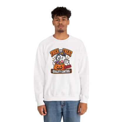 Trick-or-Treat Quality Control Sweatshirt – Funny Halloween Cozy Top