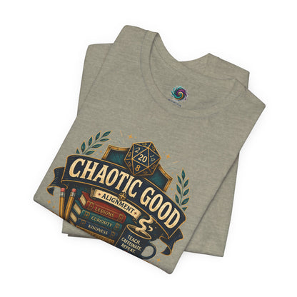 Chaotic Good Teacher T-Shirt – RPG Teacher Graphic Tee