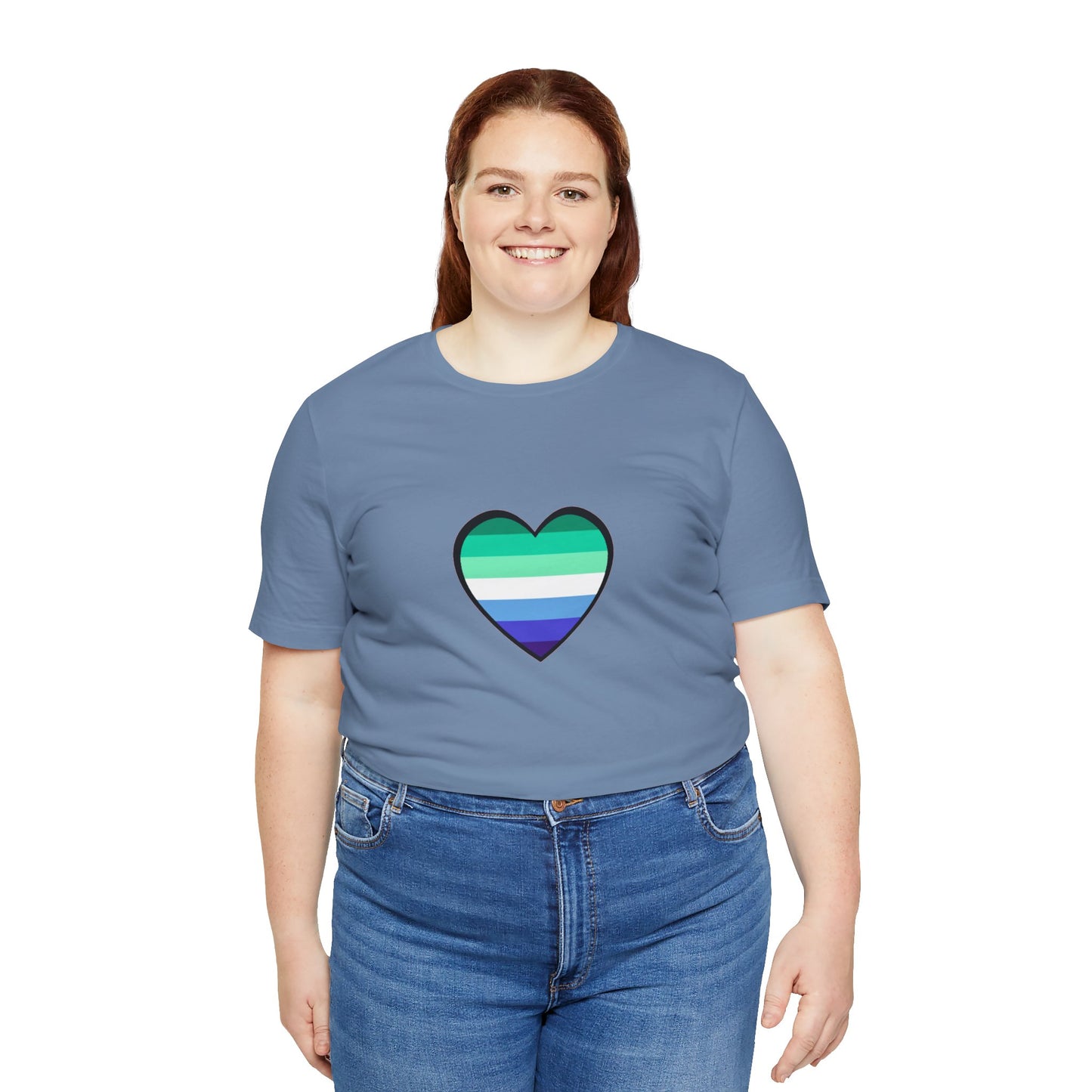 Gay Men’s Pride Flag Heart T-Shirt – LGBTQ+ Flag Design on Unisex Tee