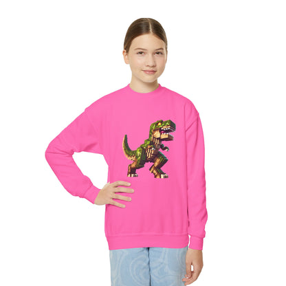 Pixel Dinosaur Youth Sweatshirt – Retro Pixel T-Rex Gamer Hoodie