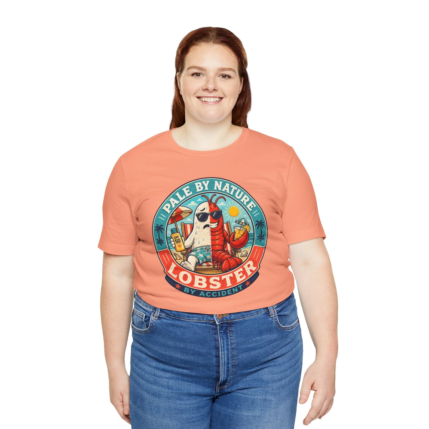 Pale by Nature Lobster by Accident T-Shirt – Funny Sunburn Summer Graphic Tee